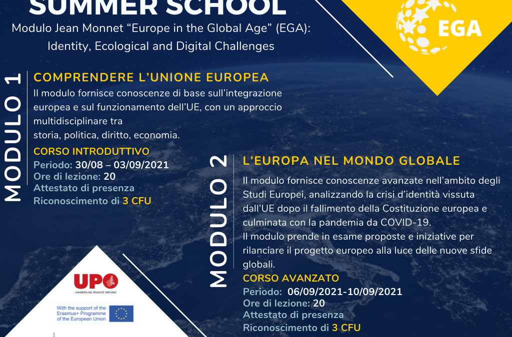La prima edizione della Summer School EGA -Europe in the Global Age Identity, ecological and digital challenges