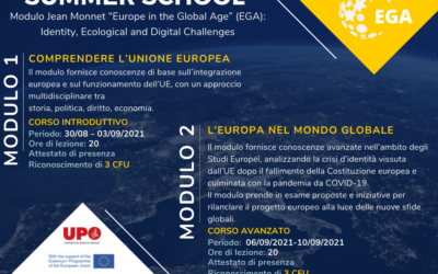 La prima edizione della Summer School EGA -Europe in the Global Age Identity, ecological and digital challenges