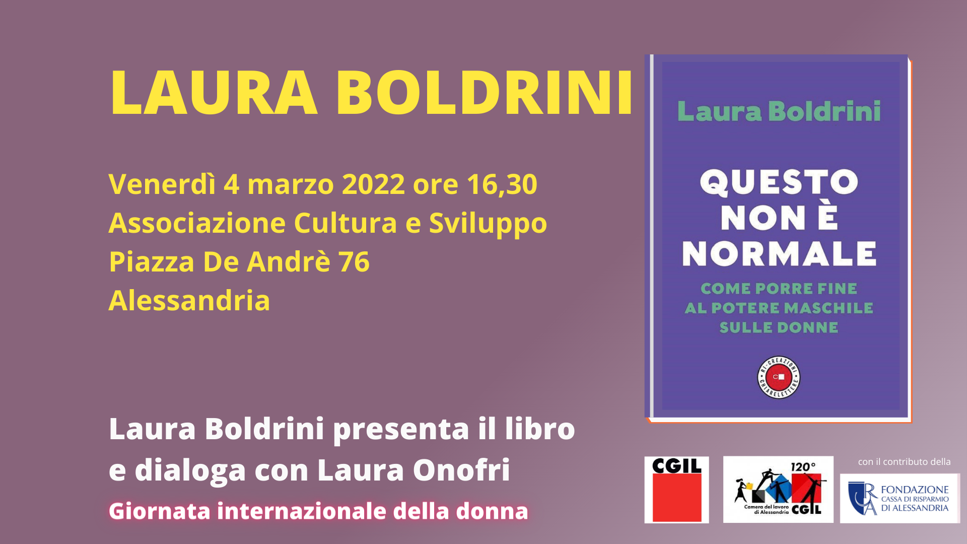 Laura Boldrini presenta il libro e dialoga con Laura Onofri