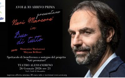 Neri Marcorè torna ad Alessandria con lo spettacolo “Duo di tutto” a sostegno dei bimbi dell’Ospedale Infantile Cesare Arrigo