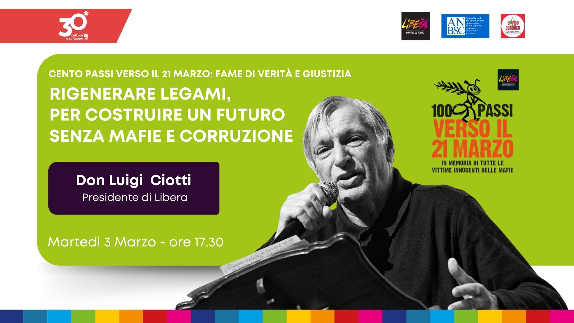 Don Ciotti a Cultura e Sviluppo - 100 passi futuro senza mafie e corruzione