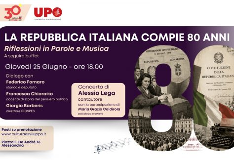 Finale di stagione per celebrare gli 80 anni della Repubblica Italiana e concerto di Alessio Lega